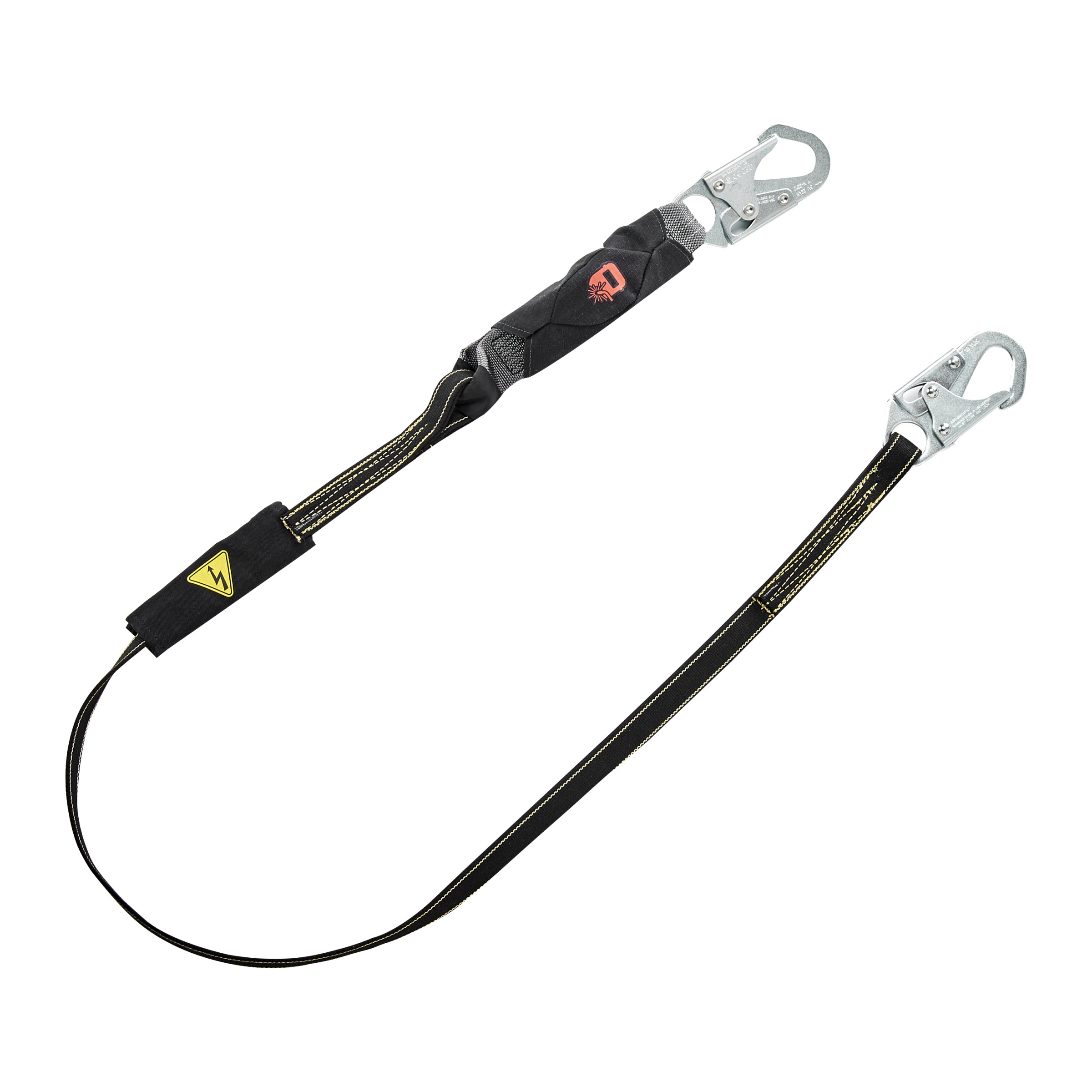 V-Series, High Heat, web, single-leg fixed energy absorbing lanyard, 6', 36C small snaphooks